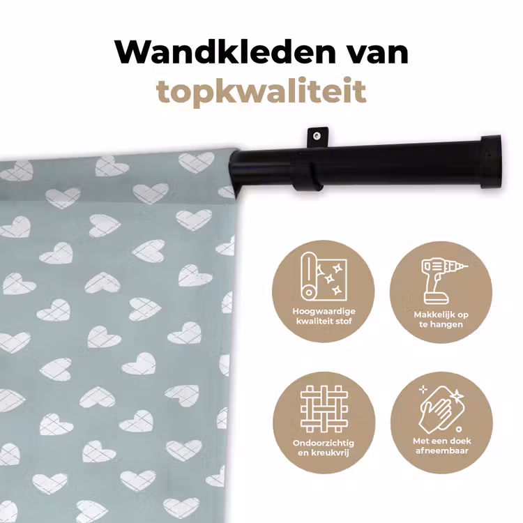 Hartjes - Blauw - Patroon - Strepen Wandkleed katoen klein 269 -sfeer2