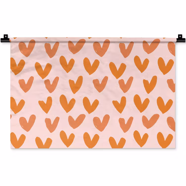 Hartjes - Getekend - Oranje Wandkleed katoen klein 269 -zz3d