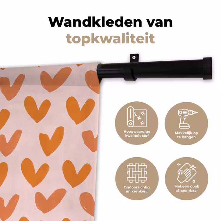 Hartjes - Getekend - Oranje Wandkleed katoen klein 269 -sfeer2