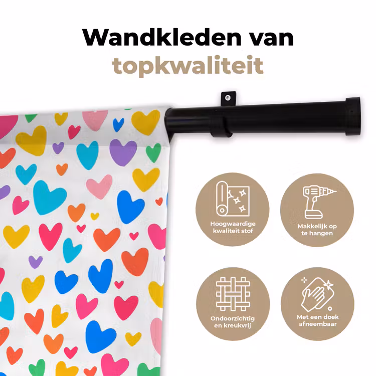 Hartjes - Kleurrijk - Patroon - Levendig Wandkleed katoen klein -sfeer2