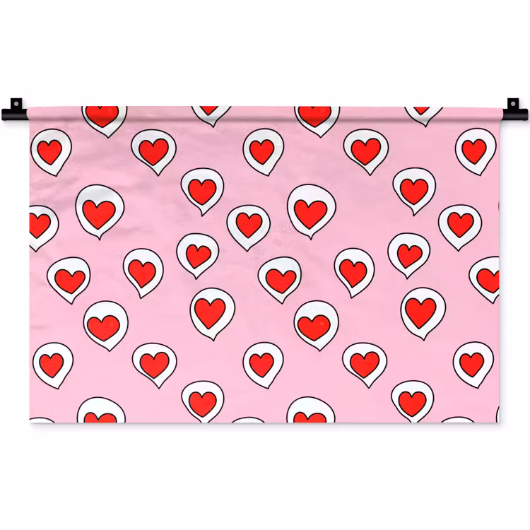 Hartjes - Patroon - Rood Wandkleed katoen klein 269 -zz3d