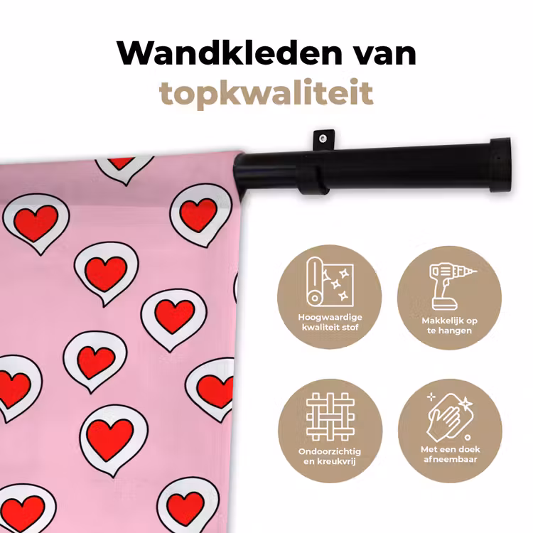 Hartjes - Patroon - Rood Wandkleed katoen klein 269 -sfeer2