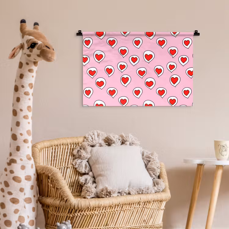 Hartjes - Patroon - Rood Wandkleed katoen klein 269 -wsfeer5_kind