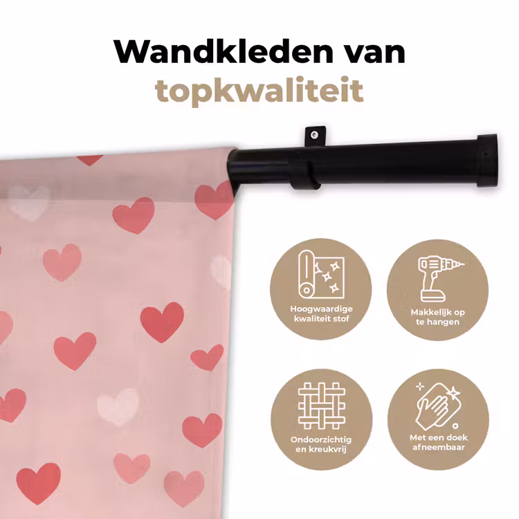 Hartjes - Patroon - Roze - Eenvoudig Wandkleed katoen klein -sfeer2