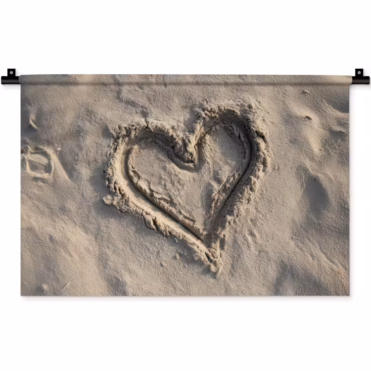 Hartvorm - Getekend - Beige - Zand Wandkleed katoen klein -zz3d