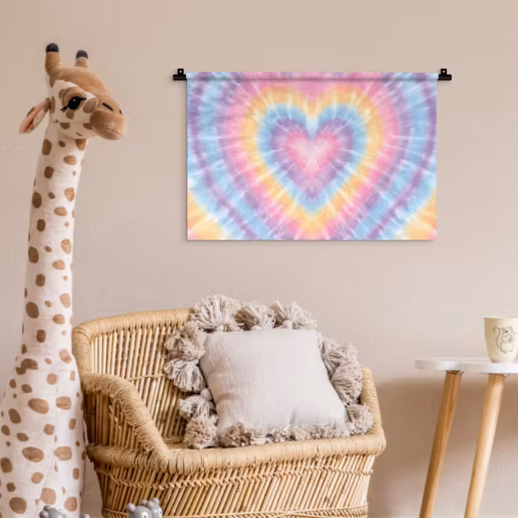 Hartvorm - Pastelkleuren - Tie Dye Wandkleed katoen klein -wsfeer5_kind
