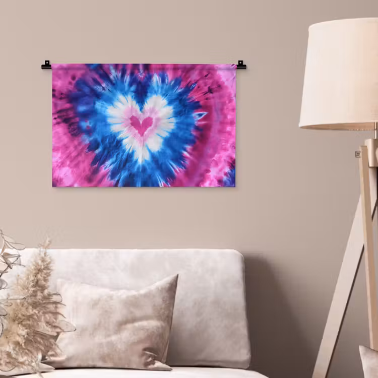 Hartvormig - Tie dye - Paars Wandkleed katoen klein -sfeer4