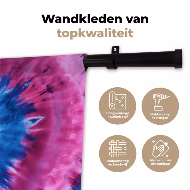 Hartvormig - Tie dye - Paars Wandkleed katoen klein -sfeer2