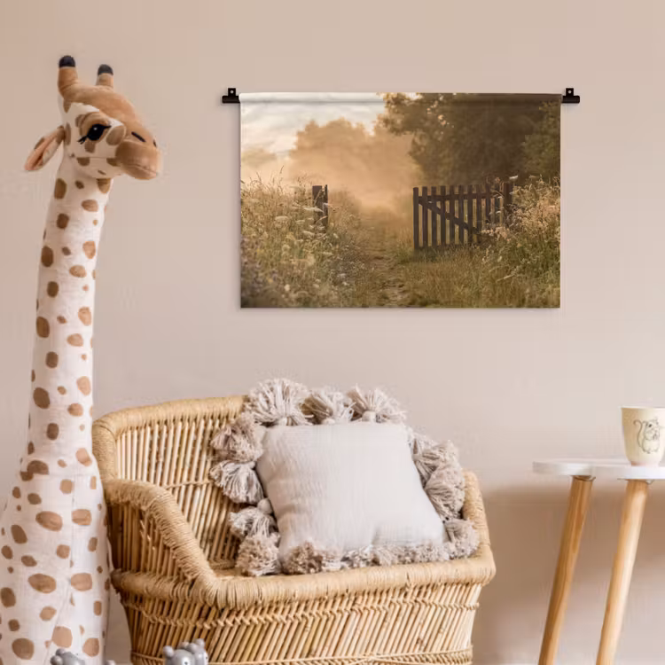 Hek - Natuur - Mist - Veld Wandkleed katoen klein -wsfeer5_kind