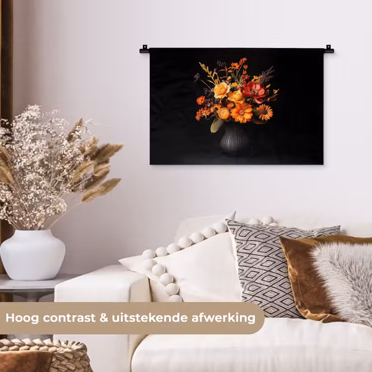 Herfst - Boeket - Oranje Wandkleed katoen klein -sfeer1