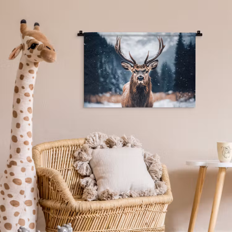 Hert - Dieren - Landschap - Winter - Sneeuw Wandkleed katoen klein -wsfeer5_kind