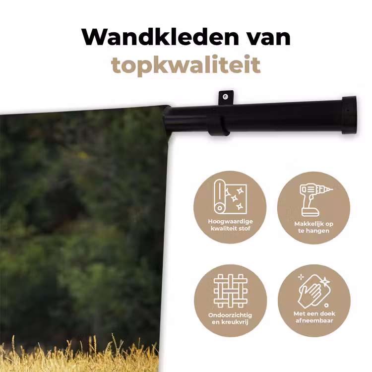 Hert - Gewei - Gras - Natuur - Dieren - Groen Wandkleed katoen klein -sfeer2