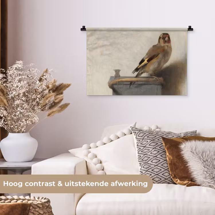 Het puttertje - Carel Fabritius Wandkleed katoen klein -sfeer1