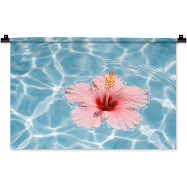 Hibiscus - Water - Roze Wandkleed katoen klein -zz3d