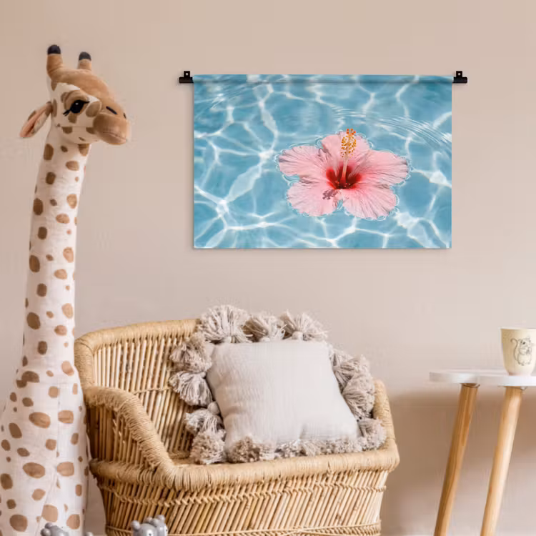 Hibiscus - Water - Roze Wandkleed katoen klein -wsfeer5_kind