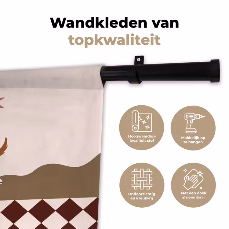 Hond - Abstract - Dieren - Modern - Bruin Wandkleed katoen klein -sfeer2