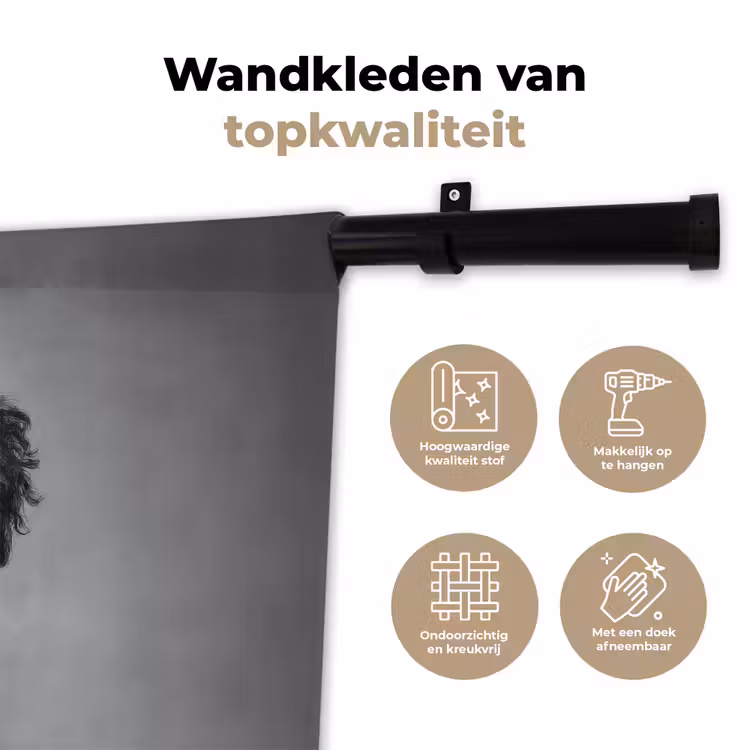 Hond - Krullen - Zonnebril - Wijn Wandkleed katoen klein -sfeer2