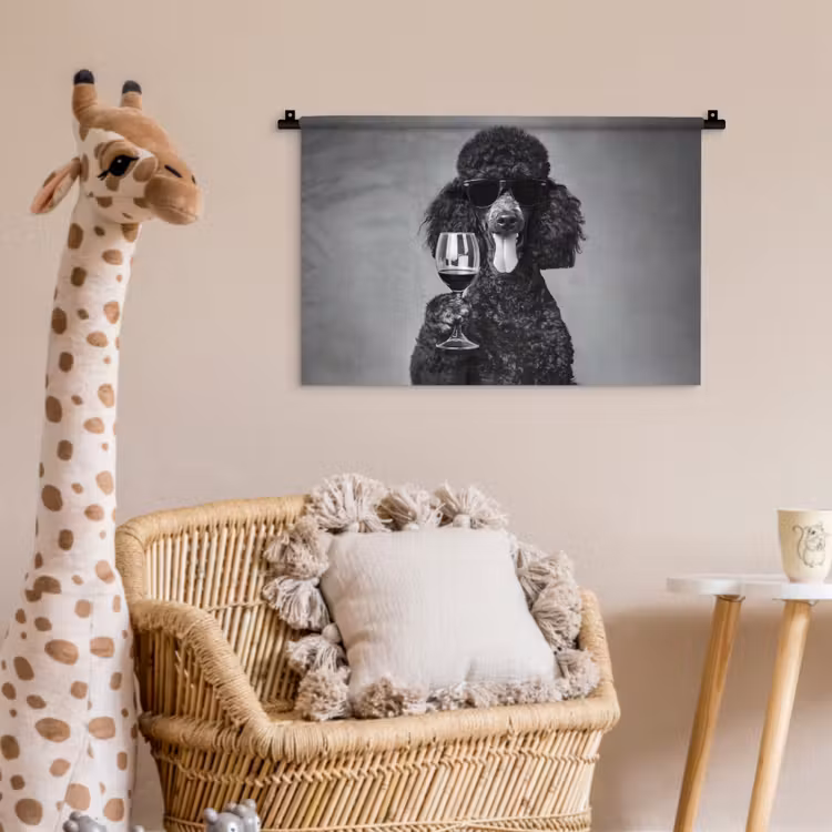 Hond - Krullen - Zonnebril - Wijn Wandkleed katoen klein -wsfeer5_kind