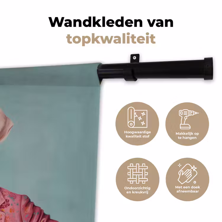 Hond - Overhemd - Bloemen - Bril Wandkleed katoen klein -sfeer2