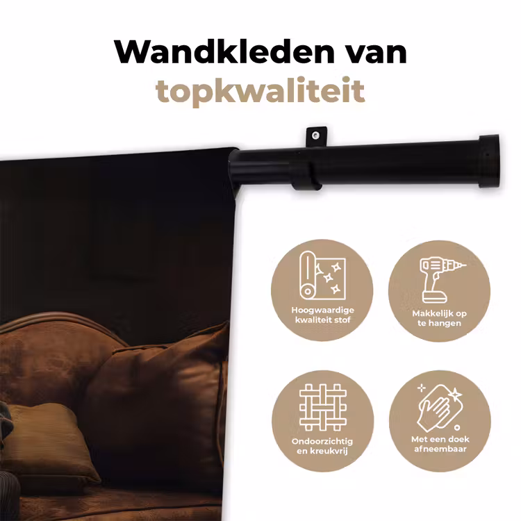 Hond - Sigaar - Hoed - Pak Wandkleed katoen klein -sfeer2