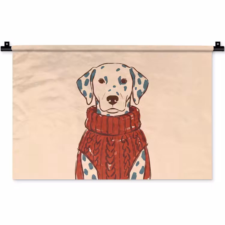 Hond - Trui - Winter - Dieren - Rood Wandkleed katoen klein -zz3d