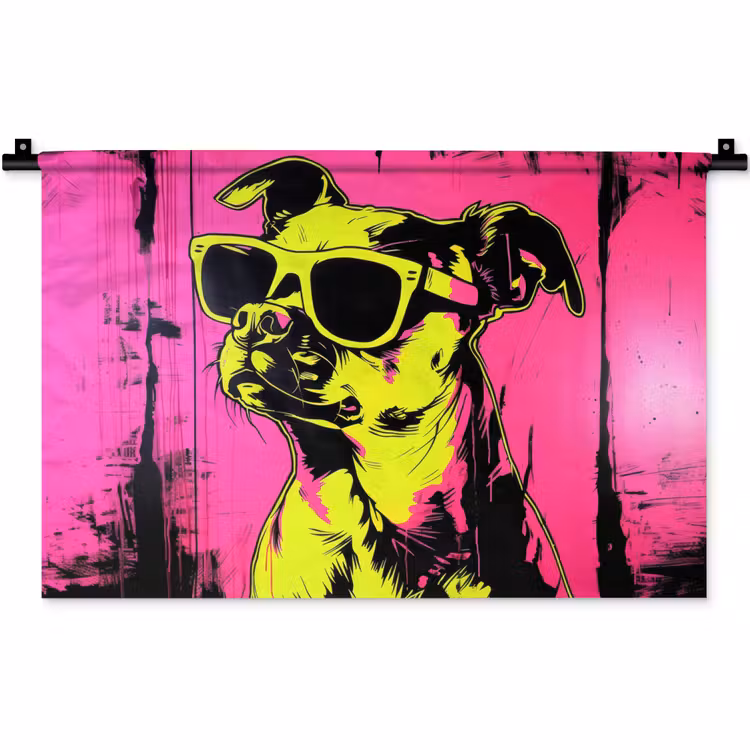 Hond - Zonnebril - Roze - Art Wandkleed katoen klein -zz3d