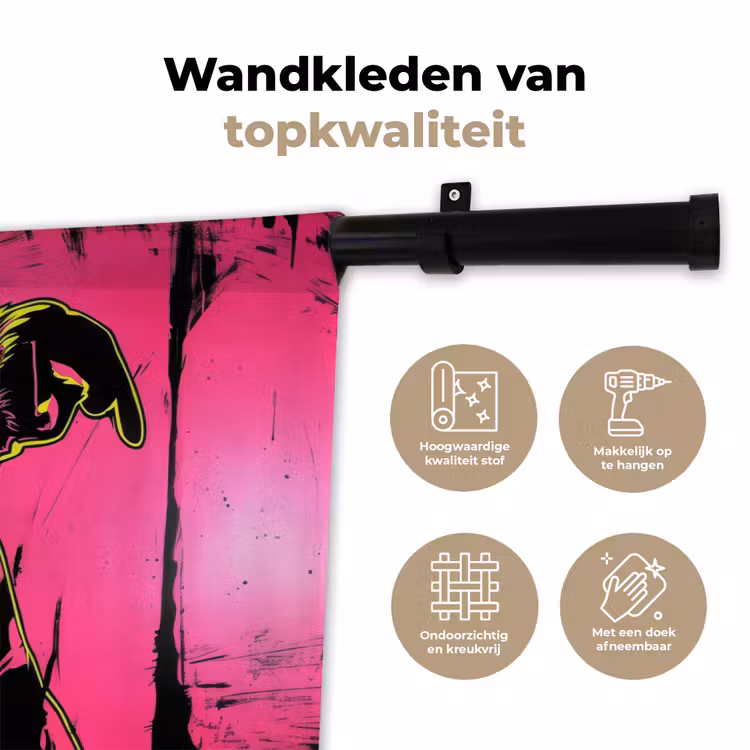 Hond - Zonnebril - Roze - Art Wandkleed katoen klein -sfeer2