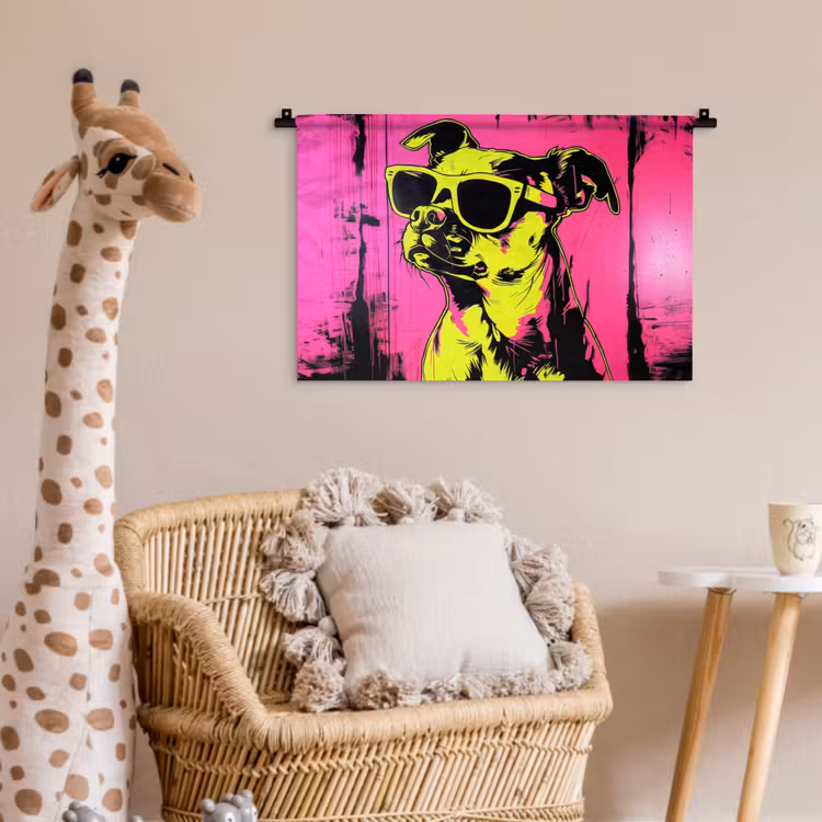 Hond - Zonnebril - Roze - Art Wandkleed katoen klein -wsfeer5_kind