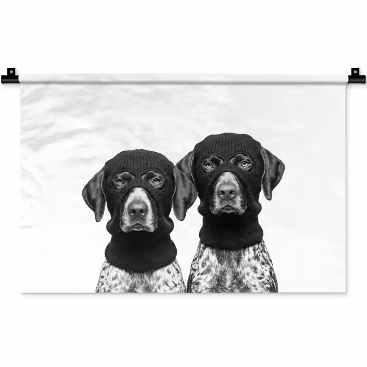 Honden - Bivakmuts - Zwart - wit Wandkleed katoen klein -zz3d