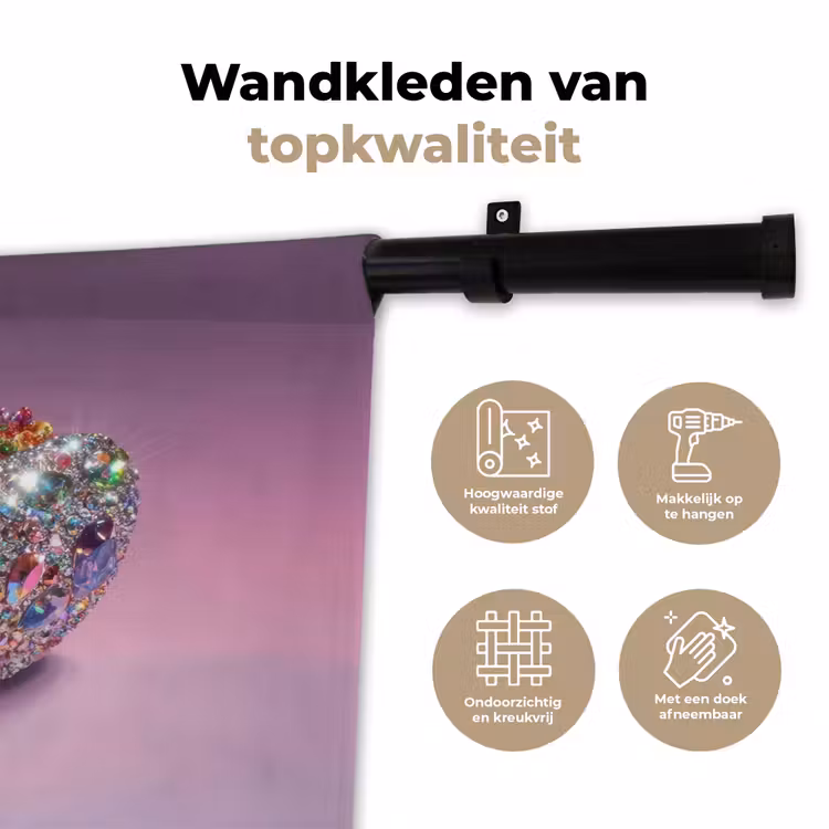 Hotdog - Steentjes - Glitters - Paars Wandkleed katoen klein -sfeer2