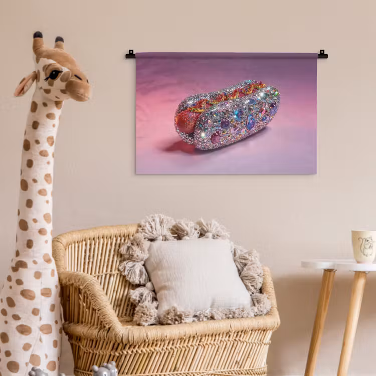 Hotdog - Steentjes - Glitters - Paars Wandkleed katoen klein -wsfeer5_kind