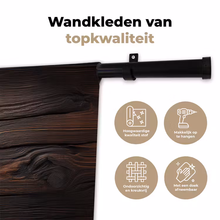Hout - Grillige nerven Wandkleed katoen klein -sfeer2