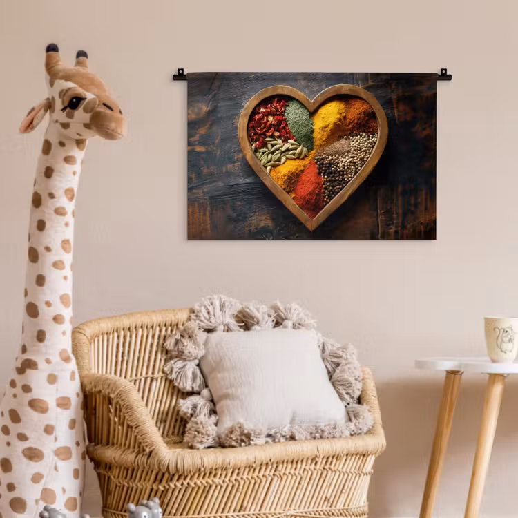 Houten - Hart - Kleurrijke - Specerijen Wandkleed katoen klein -wsfeer5_kind