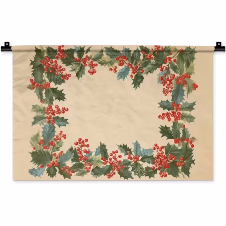 Hulstrand - Bessen - Beige Wandkleed katoen klein -zz3d