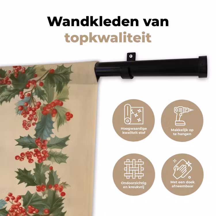 Hulstrand - Bessen - Beige Wandkleed katoen klein -sfeer2