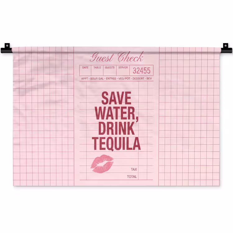 Humor - Drank - Tekst - Roze Wandkleed katoen klein -zz3d