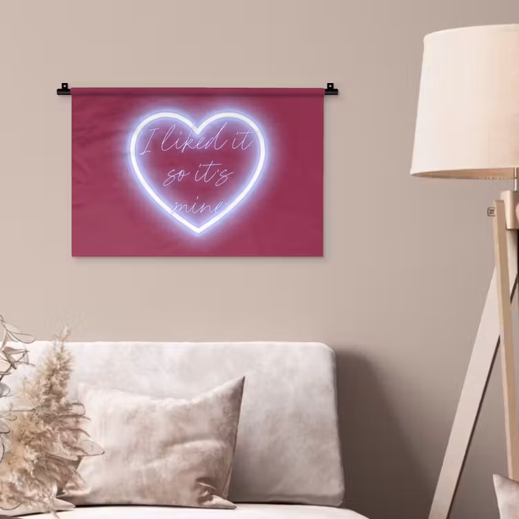 I liked it so it's mine - Neon hart - Roze Wandkleed katoen klein -sfeer4