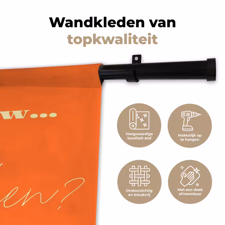 If not now then when - Oranje - Geel - Levendig Wandkleed katoen klein -sfeer2