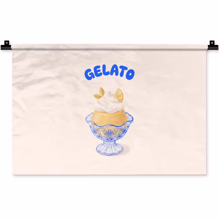 IJs - Citroen - Illustratie - Geel - Dessert Wandkleed katoen klein -zz3d