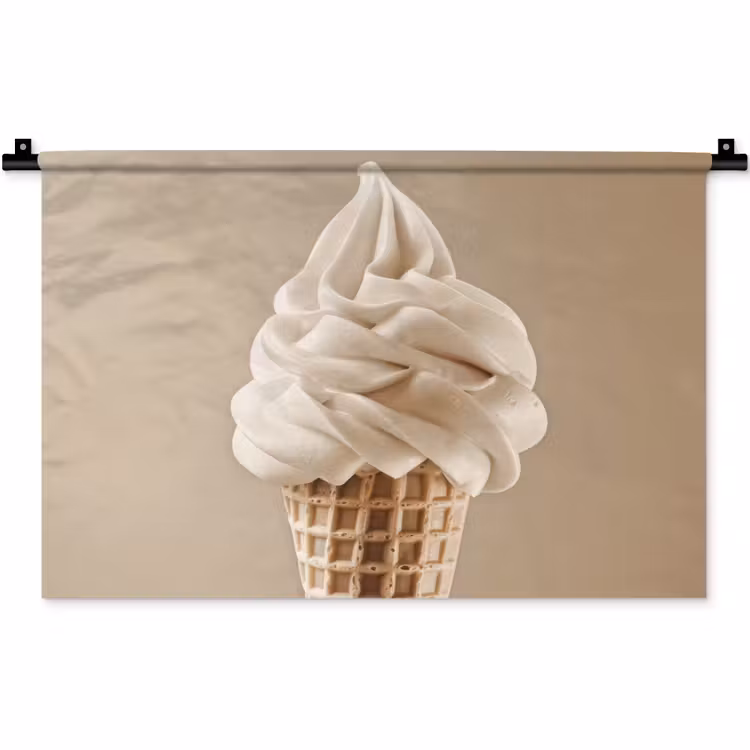 IJs - Softijs - Romig - Hoorntje - Beige Wandkleed katoen klein -zz3d