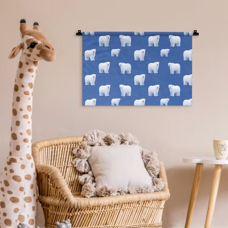 IJsbeer - Patroon - Blauw Wandkleed katoen klein 269 -wsfeer5_kind