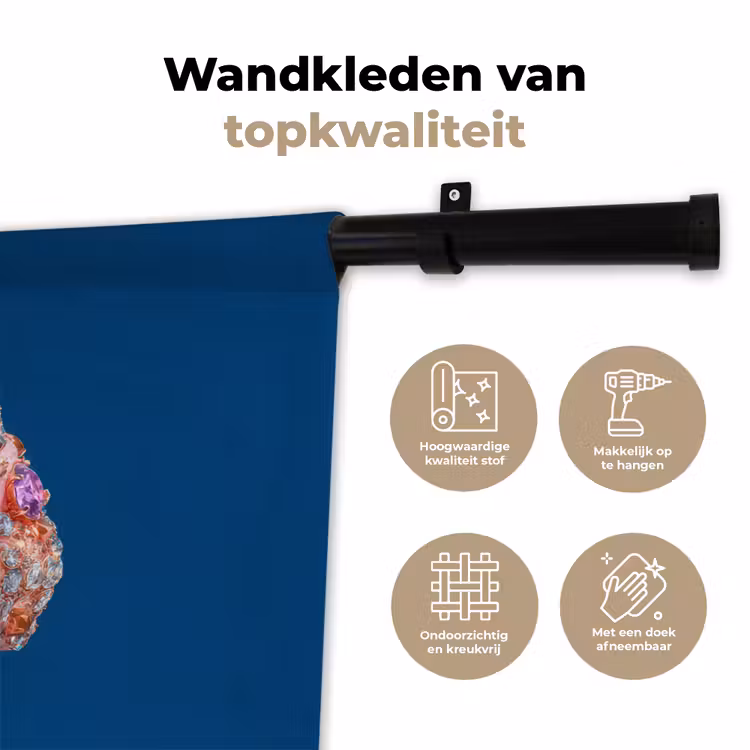 Ijsje - Hoorntje - Steentjes - Blauw Wandkleed katoen klein -sfeer2
