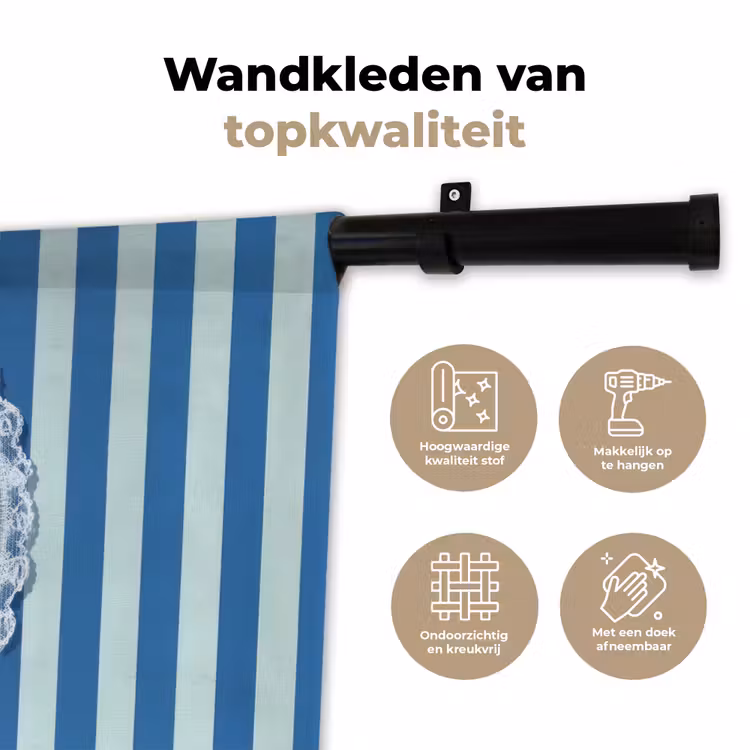 Illustratie - Bessen - Blauw - Strepen Wandkleed katoen klein -sfeer2