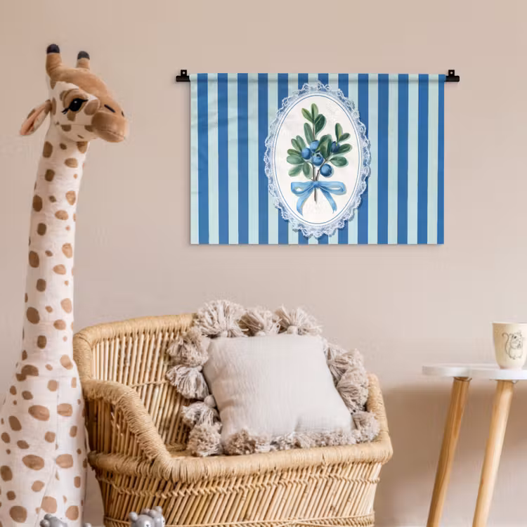 Illustratie - Bessen - Blauw - Strepen Wandkleed katoen klein -wsfeer5_kind