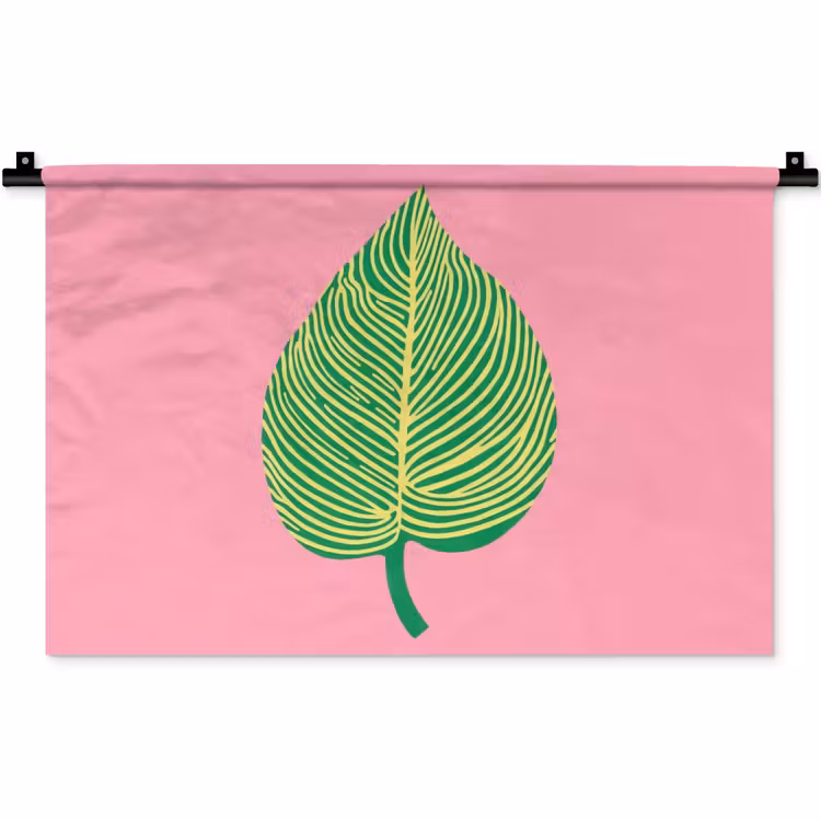 Illustratie - Blad - Minimalistisch - Groen Wandkleed katoen klein -zz3d