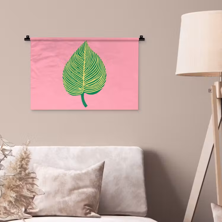 Illustratie - Blad - Minimalistisch - Groen Wandkleed katoen klein -sfeer4