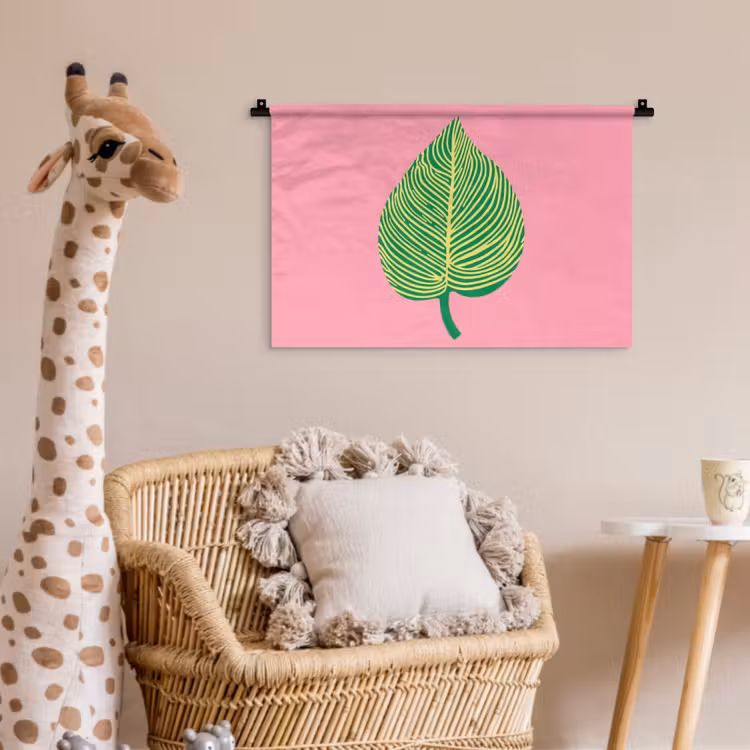 Illustratie - Blad - Minimalistisch - Groen Wandkleed katoen klein -wsfeer5_kind