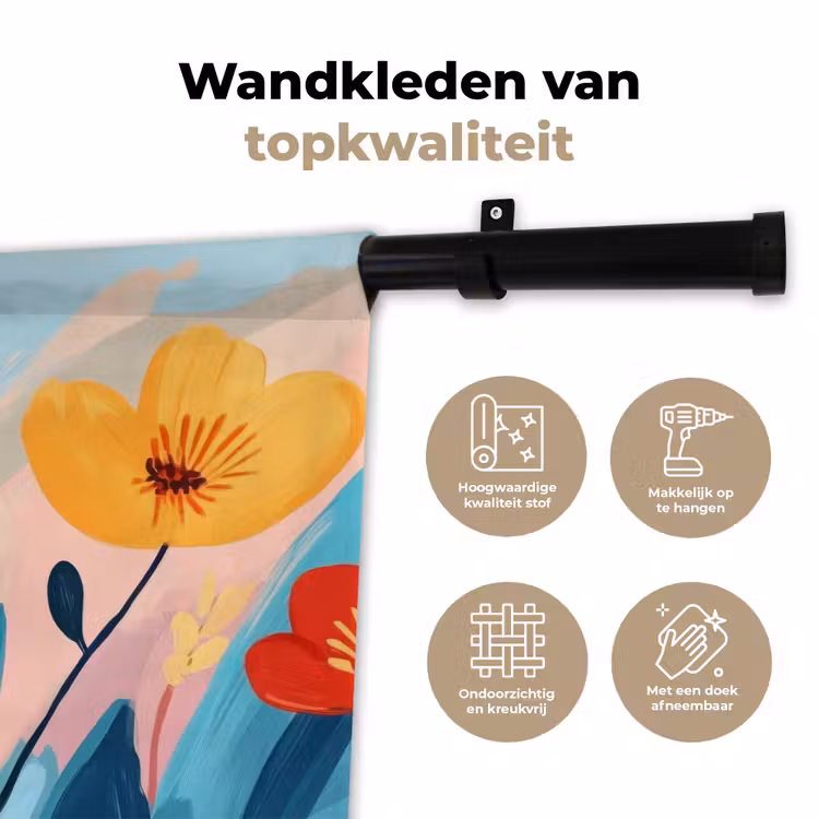 Illustratie - Bloemen - Kleurrijk Wandkleed katoen klein -sfeer2