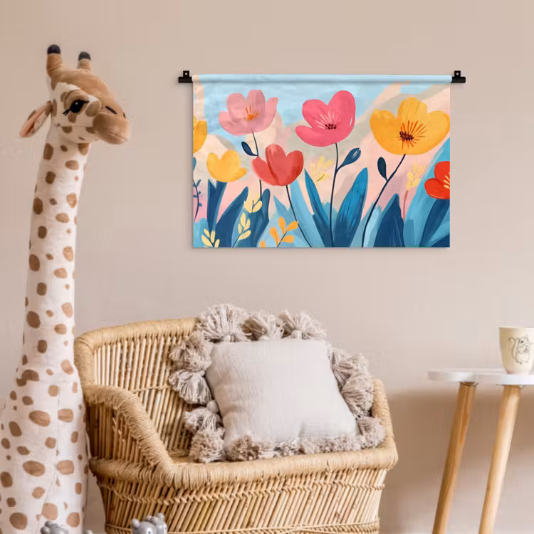 Illustratie - Bloemen - Kleurrijk Wandkleed katoen klein -wsfeer5_kind