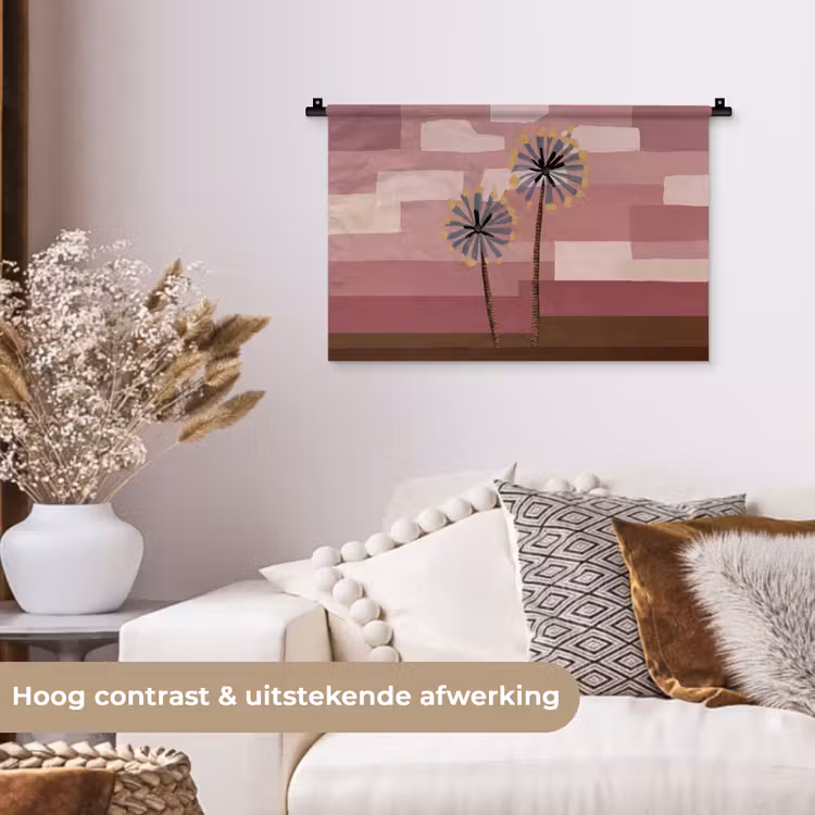 Illustratie - Bloemen - Vlakken - Abstract Wandkleed katoen klein -sfeer1